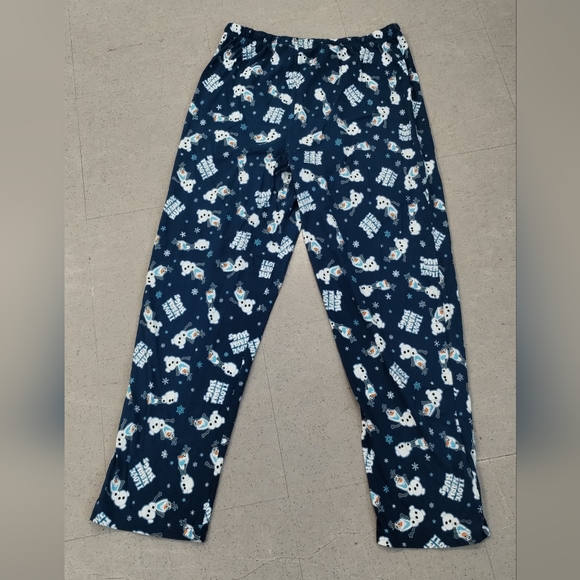 Disney Blue Olaf  Frozen Drawstring Size XL loungewear PJ bottoms Old Child - Picture 3 of 10